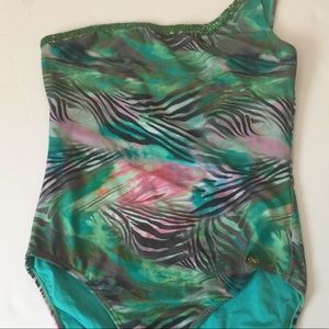 Pilyq one piece Beaded swimsuit size 10 one strap